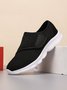 Casual Plain Hook And Loop Low Heel Fly Woven Shoes Split Joint
