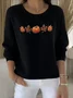 Women Cotton Plants Long Sleeve Comfy Vintage Sweater