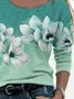 Casual Floral Crew Neck Long Sleeve T-shirt