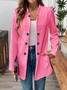 Women Plain Spring/Fall Outerwear Casual Long Sleeve Stand Collar Mid-long Blazer