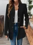 Women Plain Spring/Fall Outerwear Casual Long Sleeve Stand Collar Mid-long Blazer