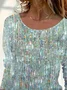 Casual Abstract 3D Sequin Print Crew Neck Long Sleeve T-shirt