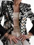 Women Geometric Spring/Fall Outerwear Vintage Printing Long Sleeve Regular Blazer