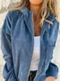Women Spring/Fall Outerwear Vintage Split Joint Plain Long Sleeve Stand Collar Jacket