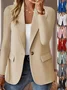 Women Plain Spring/Fall Outerwear Vintage Split Joint Long Sleeve Regular Blazer