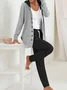 Women Plain Printing Two-Piece Set Daily Long Sleeve Casual Spring/Fall Coat With Pants Matching Set