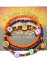 Halloween Bracelet Amazon Hot Sale Rice Bead Orange Pumpkin Skull Pendant Set Hand Jewelry