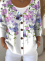 Women Cotton Floral Long Sleeve Comfy Casual Cardigan
