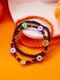 Halloween Bracelet Amazon Hot Sale Rice Bead Orange Pumpkin Skull Pendant Set Hand Jewelry