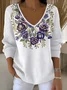Women Cotton Floral Long Sleeve Comfy Casual Sweater