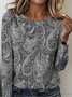 Vintage Paisley Crew Neck Long Sleeve T-shirt