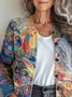 Women Abstract Long Sleeve Comfy Vintage Printing Cardigan