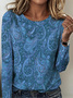 Vintage Paisley Crew Neck Long Sleeve T-shirt