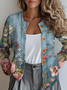 Women Knitted Geometric Long Sleeve Comfy Vintage Cardigan