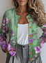 Women Knitted Geometric Long Sleeve Comfy Vintage Cardigan