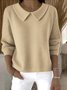 Women Cotton Plain Long Sleeve Comfy Casual Sweater