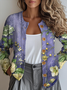 Women Knitted Geometric Long Sleeve Comfy Vintage Cardigan