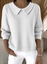 Women Cotton Plain Long Sleeve Comfy Casual Sweater
