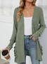 Women Spring/Fall Outerwear Vintage Gathered Plain Long Sleeve Jacket