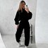 Women Plain Two-Piece Set Daily Long Sleeve Casual Spring/Fall Top With Pants Matching Set