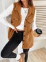 Women's Autumn And Winter Lapel Buttoned Plush Vest Jacket Loose Temperament Commuting Imitation Lambskin