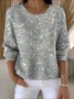Women Holiday 3D Sequin Print Long Sleeve Cotton Comfy Vintage Sweater