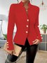 Women Plain Spring/Fall Outerwear Vintage Split Joint Long Sleeve Regular Blazer