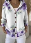 Women Cotton Floral Long Sleeve Comfy Casual Cardigan