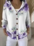 Women Cotton Floral Long Sleeve Comfy Casual Cardigan