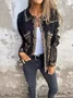 Women Spring/Fall Outerwear Vintage Printing Abstract Long Sleeve Shawl Collar Jacket