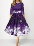 Women Christmas Spring/Fall Dress Crew Neck Three Quarter Sleeve A-Line Dress