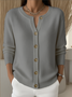 Women Knitted Plain Long Sleeve Comfy Vintage Cardigan