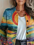 Women Abstract Long Sleeve Comfy Vintage Printing Cardigan
