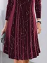 Women Geometric Spring/Fall Dress V Neck Long Sleeve Prom Dress A-Line Dress