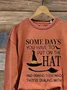 Vintage Crew Neck Halloween Hat Art Print Sweatshirt