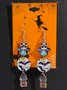 Halloween Themed Wooden Earrings Funny Cartoon Ghost Pumpkin Skull Kitten Long Pendant Party Decoration Earrings