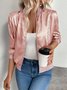 Women Spring/Fall Outerwear Casual Plain Long Sleeve Jacket