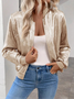 Women Spring/Fall Outerwear Casual Plain Long Sleeve Jacket