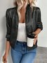 Women Spring/Fall Outerwear Casual Plain Long Sleeve Jacket