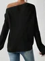 Women Cotton Plain Long Sleeve Comfy Casual Sweater