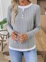 Casual Plain V Neck Long Sleeve T-shirt