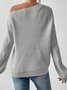 Women Cotton Plain Long Sleeve Comfy Casual Sweater