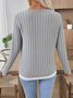 Casual Plain V Neck Long Sleeve T-shirt