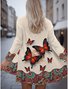 Women Spring/Fall Outerwear Vintage Butterfly Long Sleeve V Neck Jacket