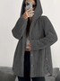 Women Spring/Fall Outerwear Casual Plain Long Sleeve Teddy Fleece Hoodie Jacket