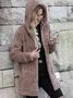 Women Spring/Fall Outerwear Casual Plain Teddy Fleece Hoodie Jacket