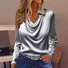 Cowl Neck Long Sleeve Plain Regular Regular Fit Shirt For Women