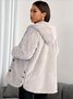 Women Spring/Fall Outerwear Casual Plain Long Sleeve Teddy Fleece Hoodie Jacket