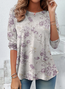 Casual Floral Crew Neck Long Sleeve T-shirt