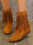 Vintage Plain Slip On Low Heel Cowboy Boots
